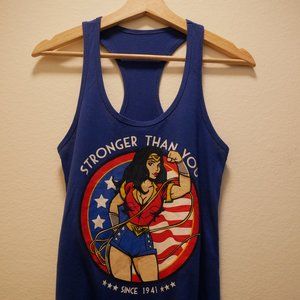 FLEXCOMICS DC WONDER WOMAN USA WOMEN'S SMALL BLUE COTTON GYM RACER BACK
